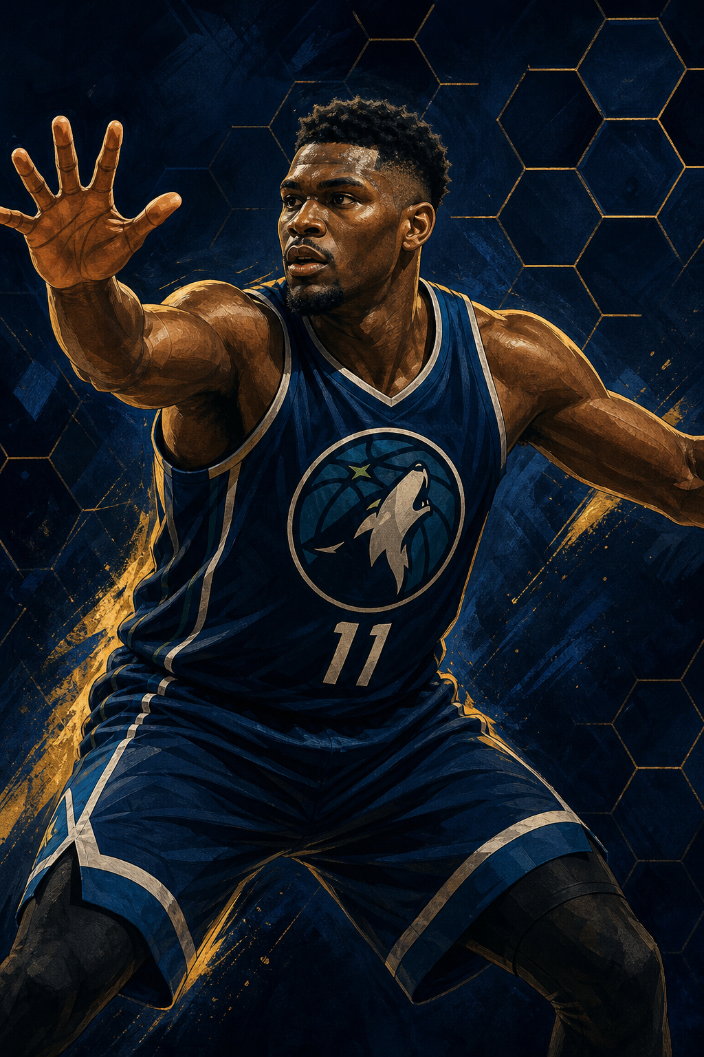 Editorial illustration of Naz Reid in Minnesota Timberwolves jersey — Charlotte's 2026 trade acquisition
